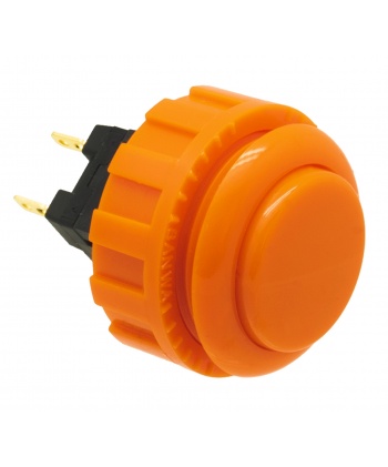 Orange Sanwa button, 24 mm screw, 3/4 view.