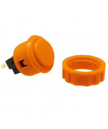 Orange Sanwa button, 24 mm screw, full view.