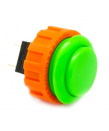 Green Sanwa button, 24 mm screw, 3/4 view.