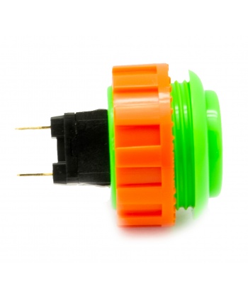 Green Sanwa button, 24 mm screw, side view.