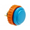 Blue Sanwa button, 30 mm screw, 3/4 view.