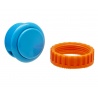 Blue Sanwa button, 30 mm screw, full view.