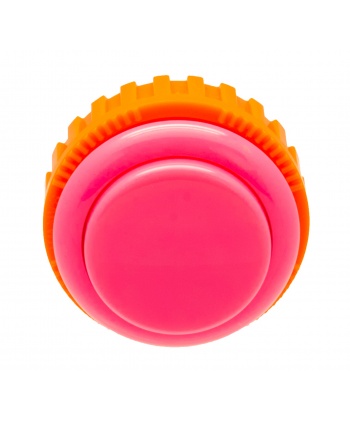 Pink Sanwa button, 30 mm screw, front view.