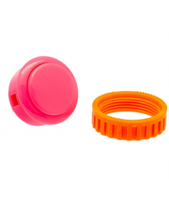 Pink Sanwa button, 30 mm screw, full view.