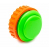 Green Sanwa button, 30 mm screw, 3/4 view.