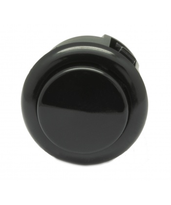 Sanwa black button, 24 mm, clip, face View.