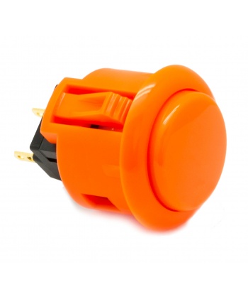 Bouton Sanwa orange, 24 mm, clip, Vue de 3/4.