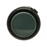 Sanwa 30 mm button. black and grey color, front view.