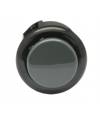 Sanwa grey and black button, 24 mm, clip, front view.