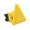 Sanwa triangle yellow button, 24 mm, 3/4 view.