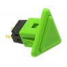 Sanwa triangle green button, 24 mm, 3/4 view.