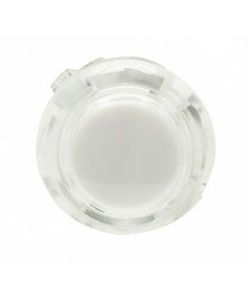 Bouton blanc transparent Sanwa 24 mm à clips. Vue de face.