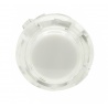 Sanwa 24 mm transparent white button with clips. front view.