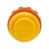 Yellow Sanwa button, 24 mm screw, front view.