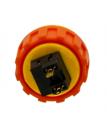 Yellow Sanwa button, 24 mm screw, back view.