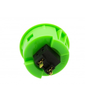 Sanwa 30 mm button. Green color, rear view.