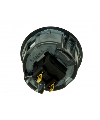 Sanwa 30 mm button. Translucent black, rear view.
