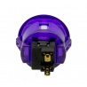 Sanwa 24 mm clear purple push button with clips. View from back.