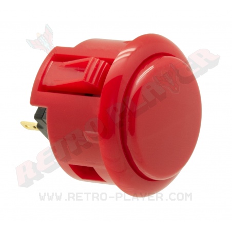 Bouton rouge Sanwa 30 mm OBSF, vue de 3/4.