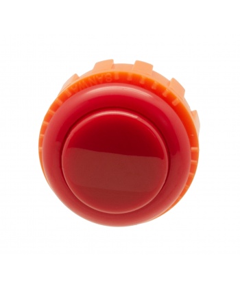 Red Sanwa button, 24 mm screw, front view.