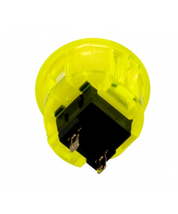 Bouton jaune transparent Sanwa 24 mm à clips. Vue arrière.