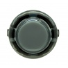 Sanwa 24 mm smoke push button with clips. Face view.