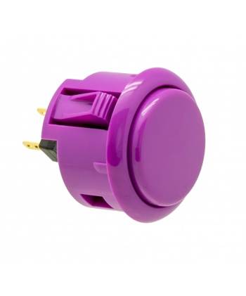 Sanwa 30 mm button. Purple color, 3/4 view.