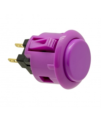 Bouton Sanwa violet, 24 mm, clip, Vue de 3/4.