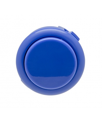 Sanwa 30 mm button. Matte blue color, face view.