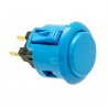 Sanwa light blue button, 24 mm, clip, 3/4 View.