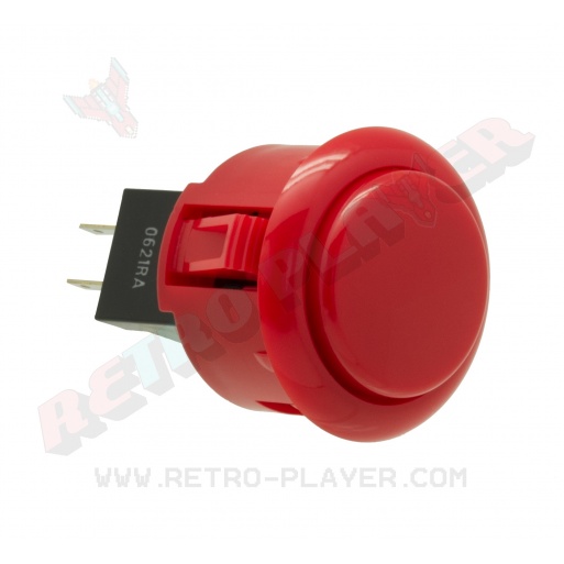 Sanwa 30 mm push button OBSF-RG Series - Red. 3/4 view.