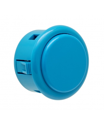 Sanwa large blue button, 40 mm, 3/4 view.