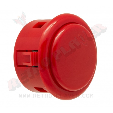 Grand bouton rouge Sanwa, 40 mm, vue de 3/4.