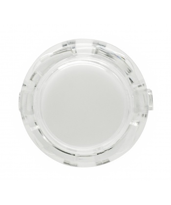 Sanwa 30mm button. Translucent white, front view.