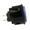 Sanwa 30 mm button. black and blue color, side view.