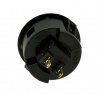 Sanwa 30 mm button. black and blue color, rear view.
