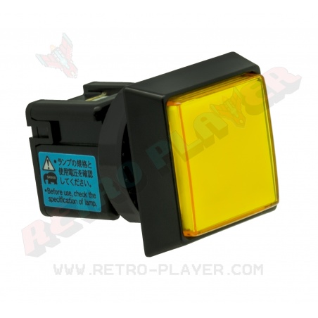 Sanwa luminous yellow square button with click. View from 3/4.