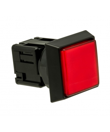 Sanwa luminous red square button with click. View from 3/4.
