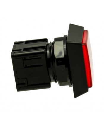Sanwa luminous red square button with click. side view.