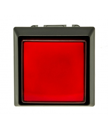 Sanwa luminous red square button with click. front view.