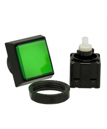 Sanwa luminous green square button with click. Full view.