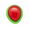 Bouton Sanwa en forme d’œuf vert et rouge. Vue de face.