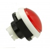 White and red egg-shaped Sanwa button. Side view.