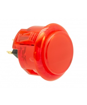 Bouton rouge Sanwa 30 mm Translucide, vue de 3/4.