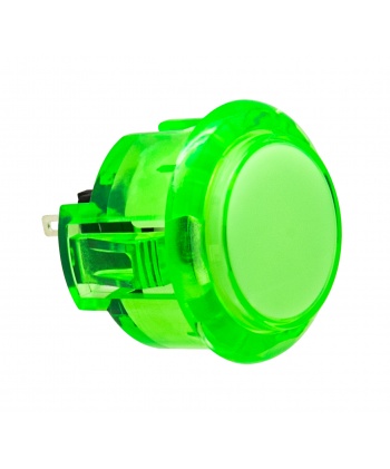 Unbranded green button 30 mm Translucent, 3/4 view.