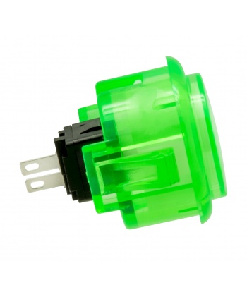 Unbranded green button 30 mm Translucent, side view.