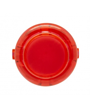 Bouton générique rouge transparent 24mm à clips. Vue de face.