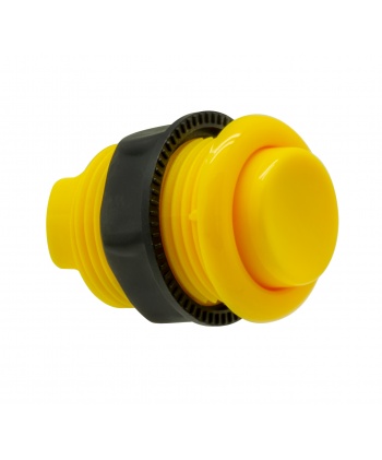 Bouton standard 28mm concave jaune à vis.
Vue de 3/4.