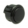 Sanwa black silent button, 30mm clip on, 3/4 view.