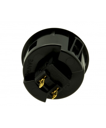 Sanwa black silent button, 30mm clip on, back view.